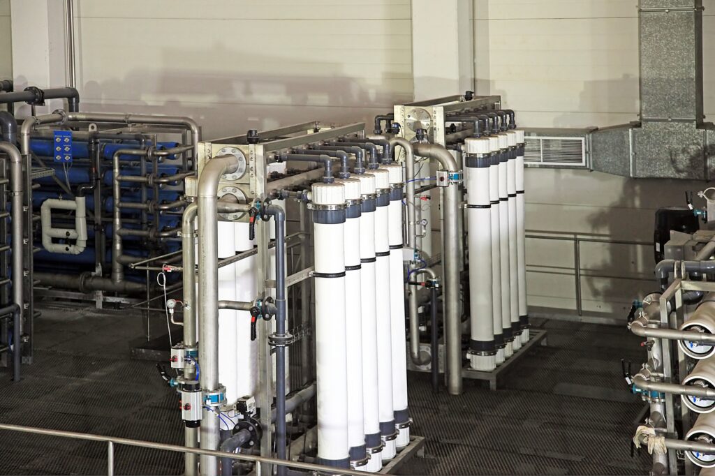 reverse osmosis equipment inside of plant